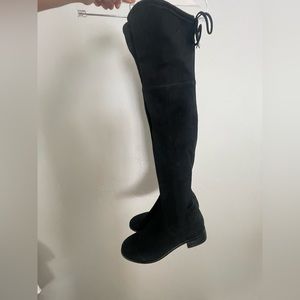 Over the knee black boots - suede